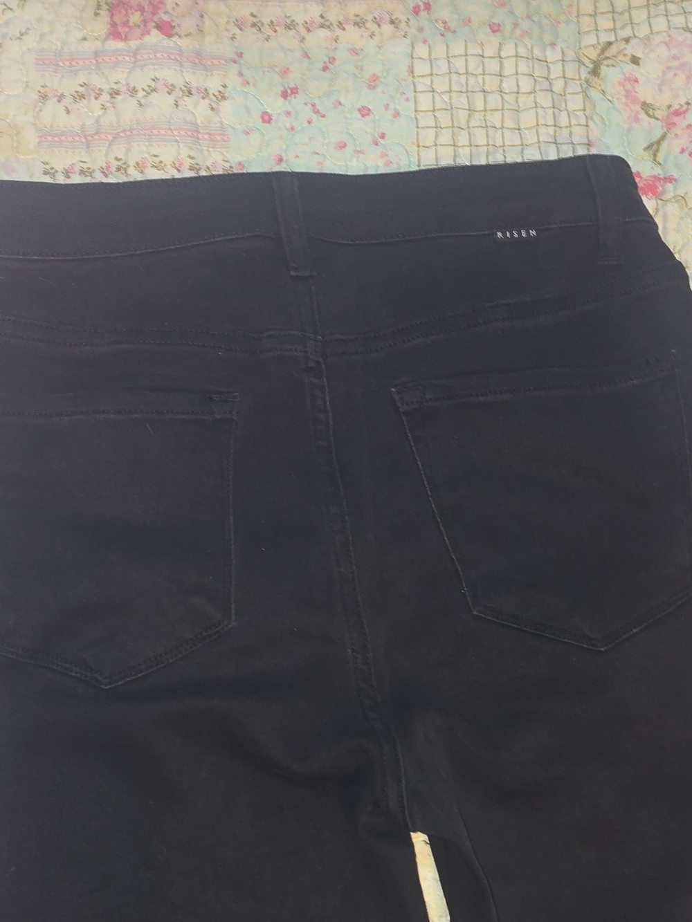 Risen Jeans Flare Slit Fringe Hem Black Denim Jeans 5-Pocket Women Size 9/29 - Picture 6 of 8